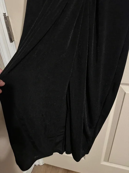 Fashion Nova Full Grown Twist-Front Bat Wing Midi Dress w Front Slit, Black, XL - Picture 9 of 10